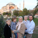 The Crown Prince and Crown Princess with their family in front of the Hagia Sophia museum in Istanbul. (Photo: The Royal Court)